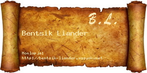 Bentsik Liander névjegykártya
